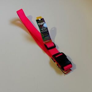 Large Adjustable Neon Pink Dog Collar with Quick-Release Buckle